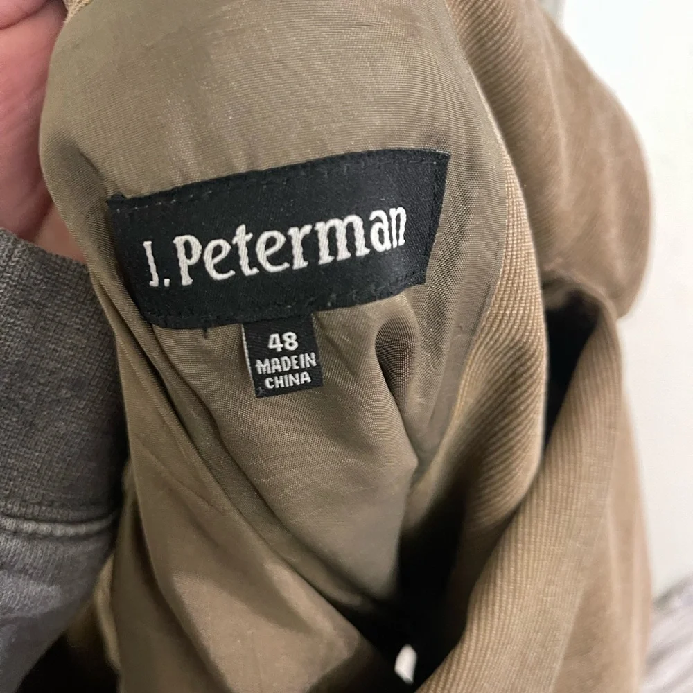 Vintage J.‎ Peterman 48 Olive-Tan Cotton Sports Coat Classic Blazer Jacket